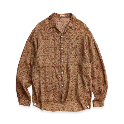 NICENESS Castelino Low Slope Shirt - Silk Chiffon "Brown"