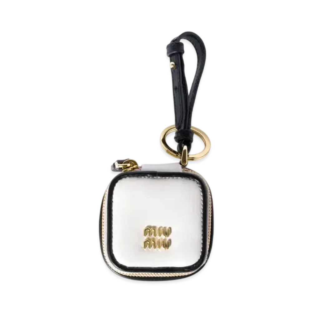 MIUMIU Trick Leather Keyring "Off White/Black"