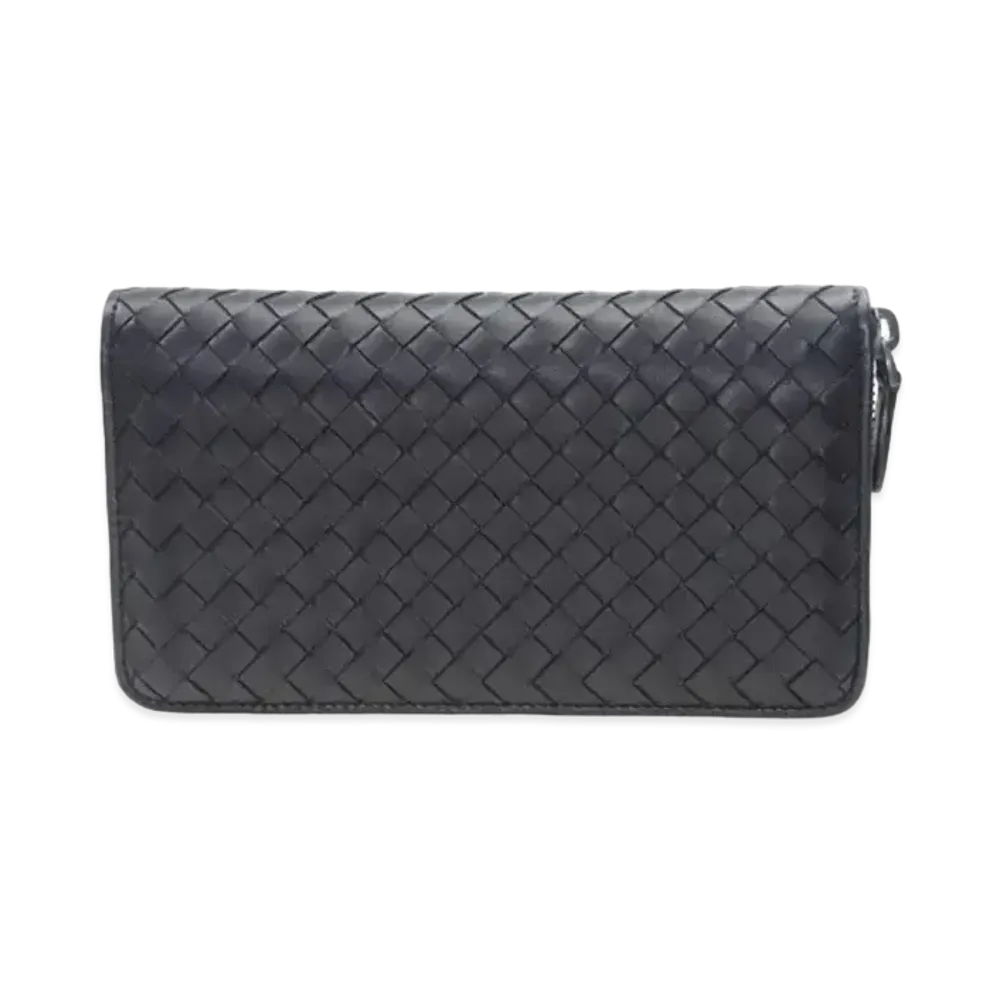 Bottega Veneta Intrecciato Lambskin Zip Around Wallet "Tourmaline"