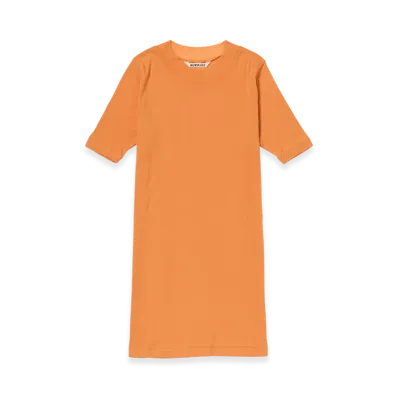 AURALEE Women's Super High Gauge Sheer Rib Tee "Orange"