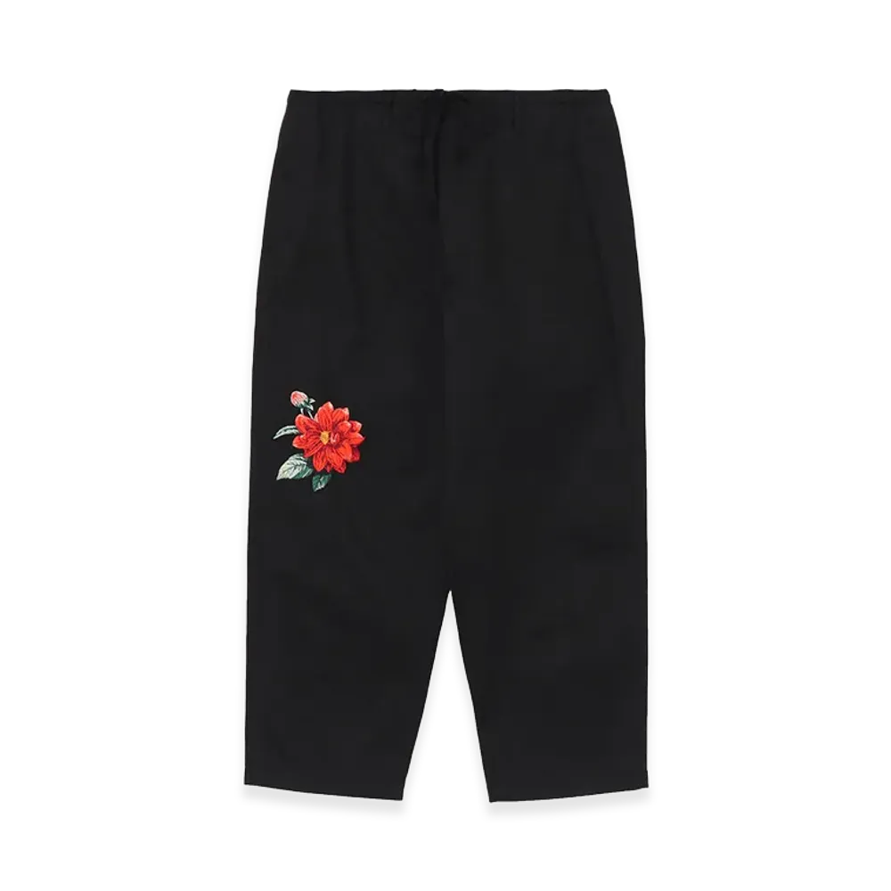 WILDSIDE YOHJI YAMAMOTO Red Dahlia Embroidery Pants "Black"