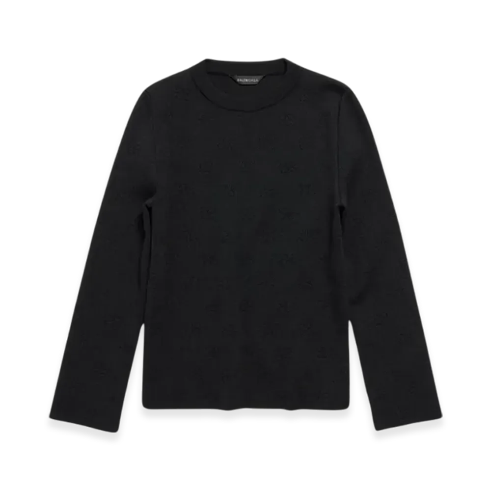 BALENCIAGA Women's BB Allover Cropped Sweater "Black"