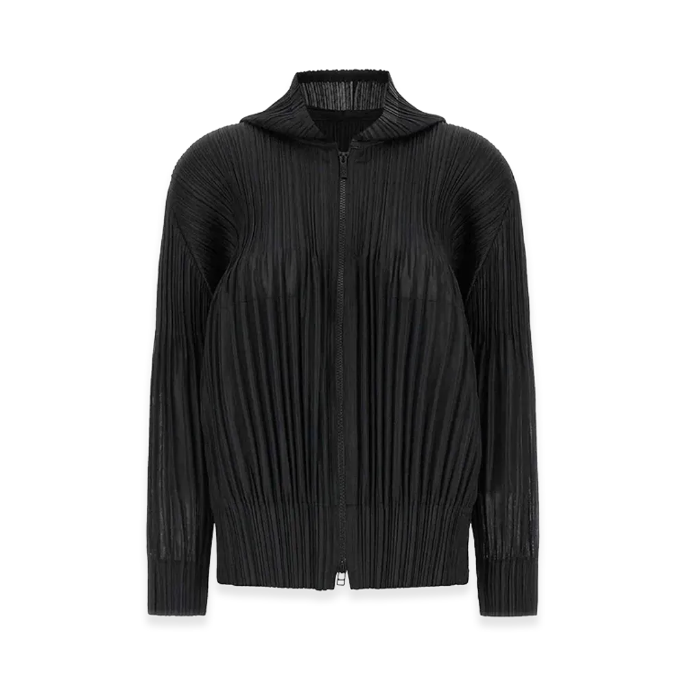 PLEATS PLEASE ISSEY MIYAKE Women's Fluffy Basics Cardigan "Black"