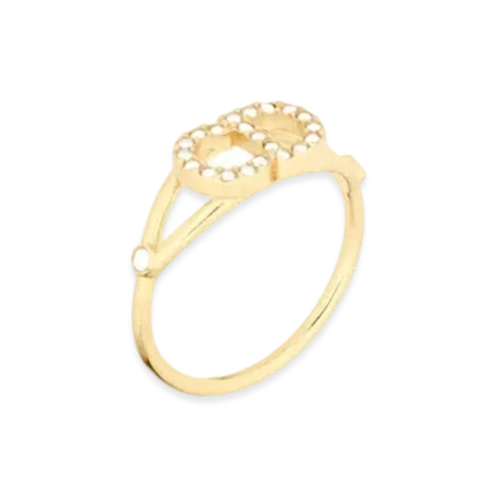 Dior Clair D Lune Ring Gold-Finish Metal and White Crystals "Gold"