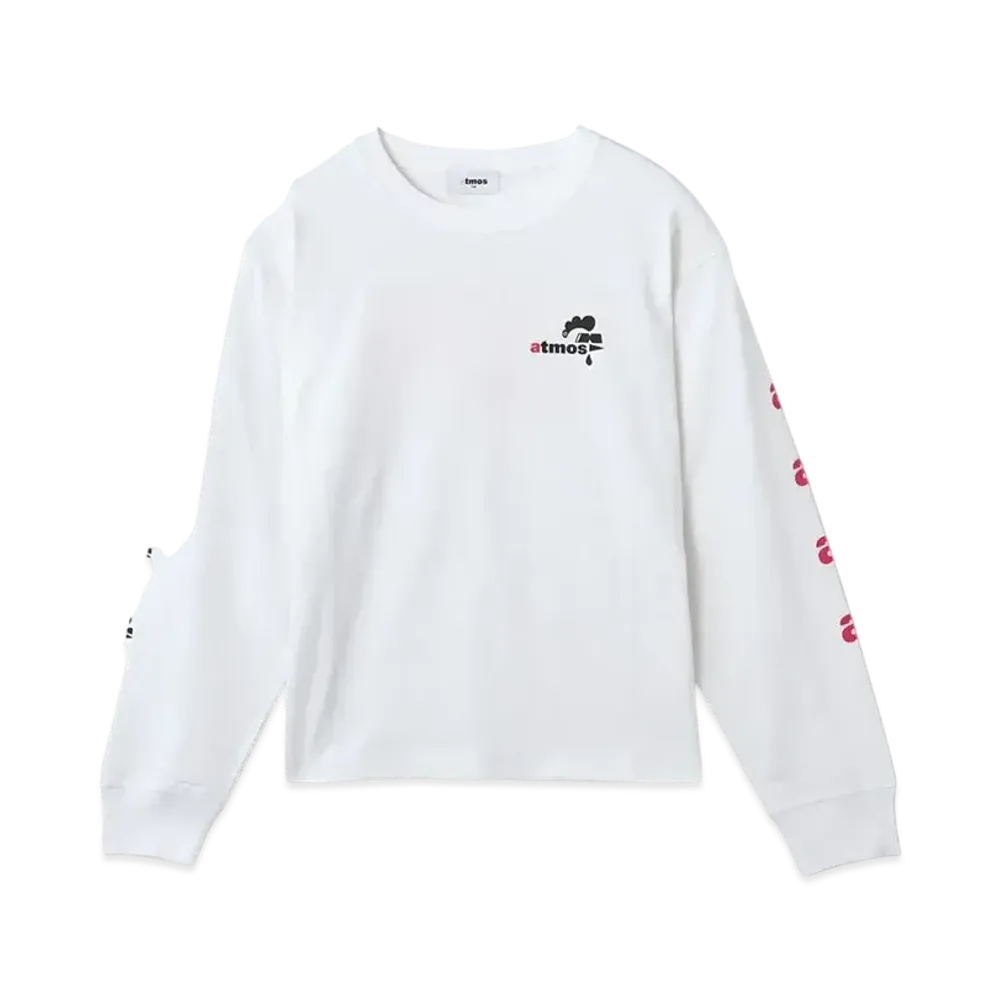 atmos pink x MONICHIKI HOUSE AM Logo L/S T-Shirt "White"