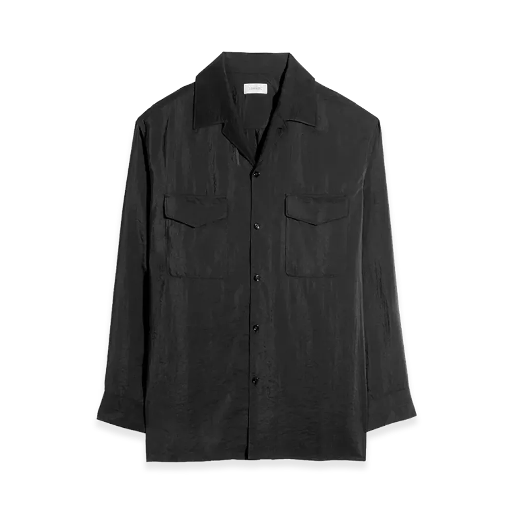 LEMAIRE Dry Silk Convertible Collar Shirt "Black"