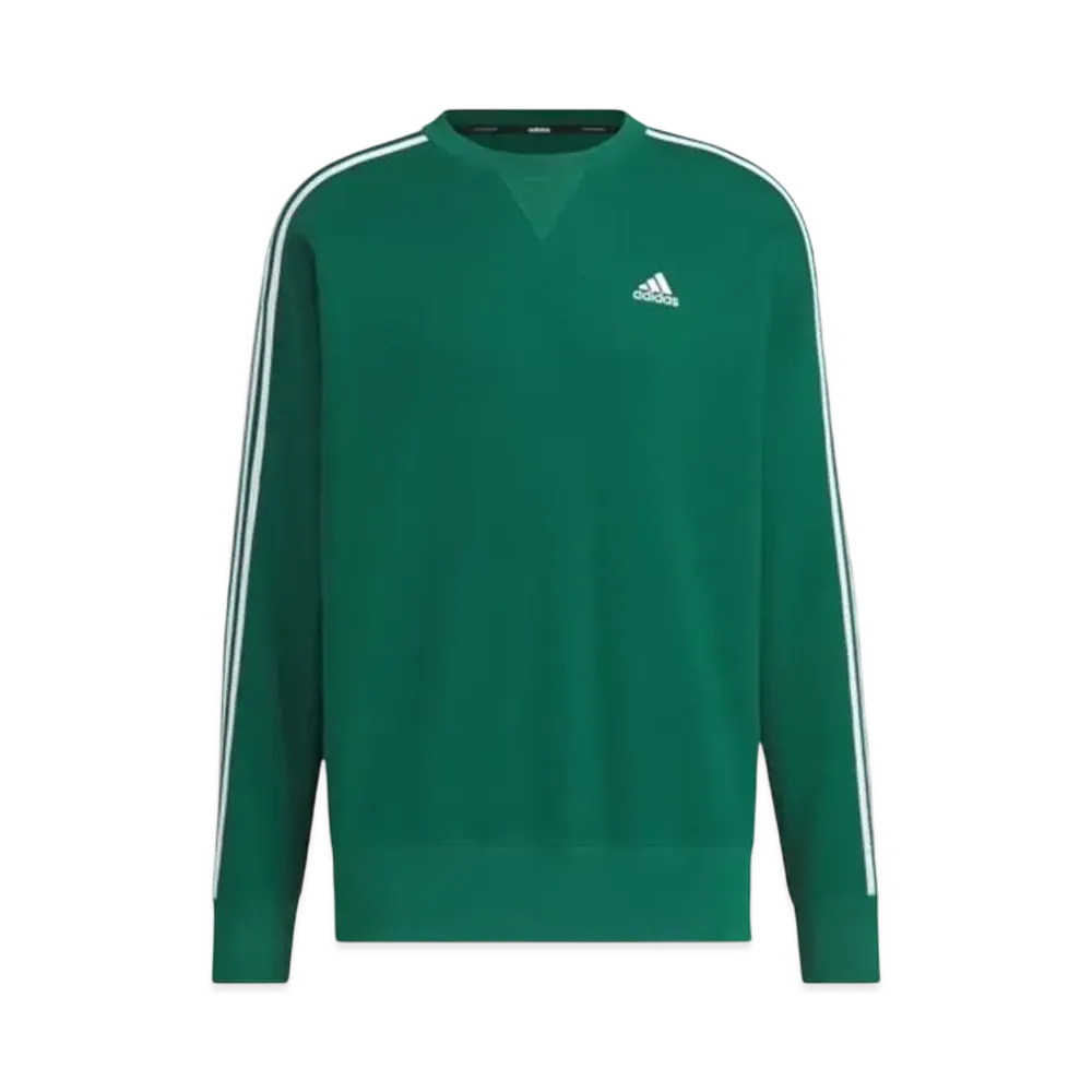 adidas Essentials Plus Loose Fit Three Stripes French Terry Sweatshirt "Collegiate Green"