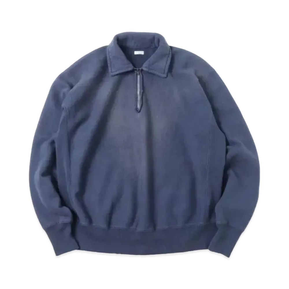A.PRESSE Vintage Half Zip Sweatshirt "Navy"