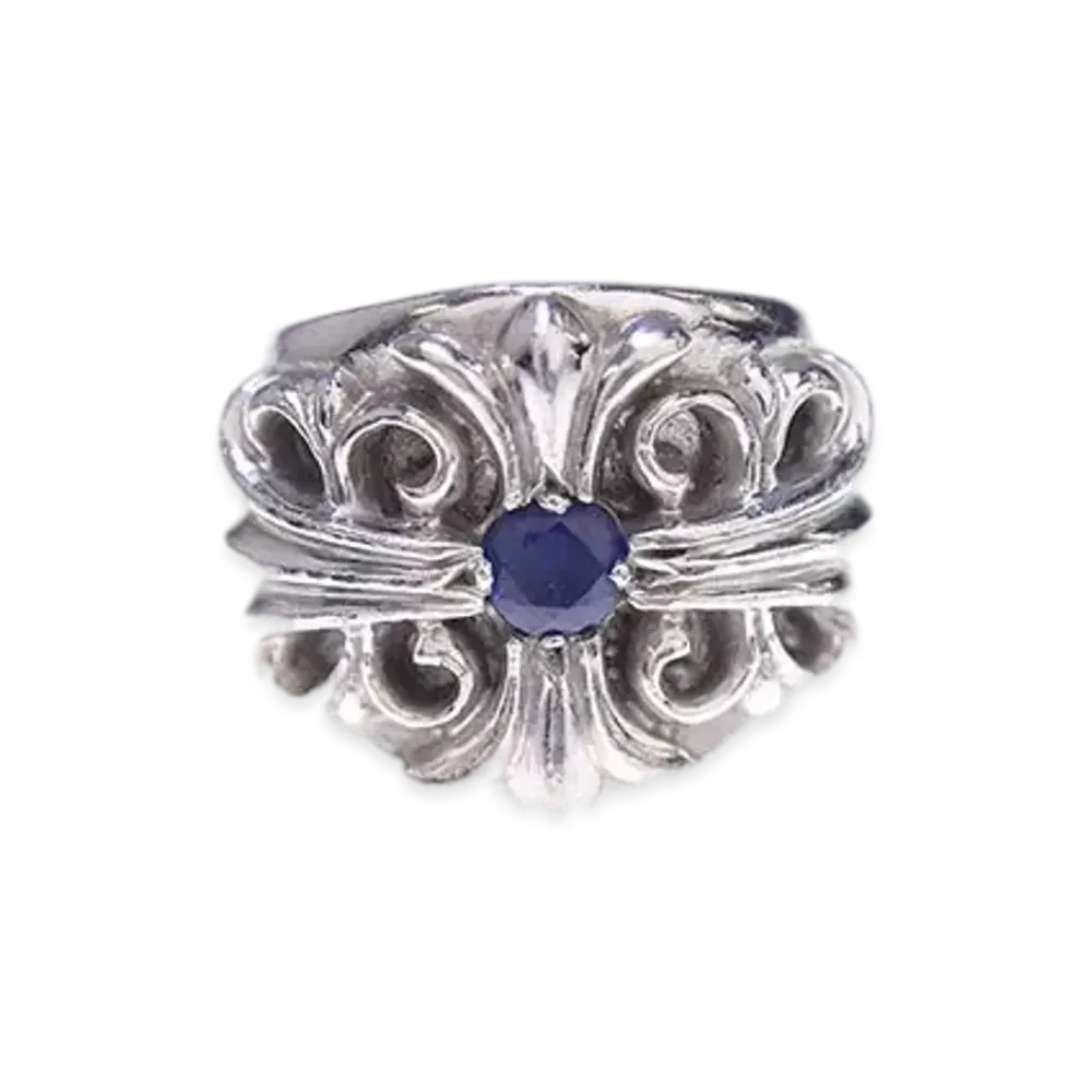 Chrome Hearts 18K Keeper 1 Sapphire Ring "White Gold"