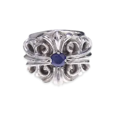 Chrome Hearts 18K Keeper 1 Sapphire Ring "White Gold"