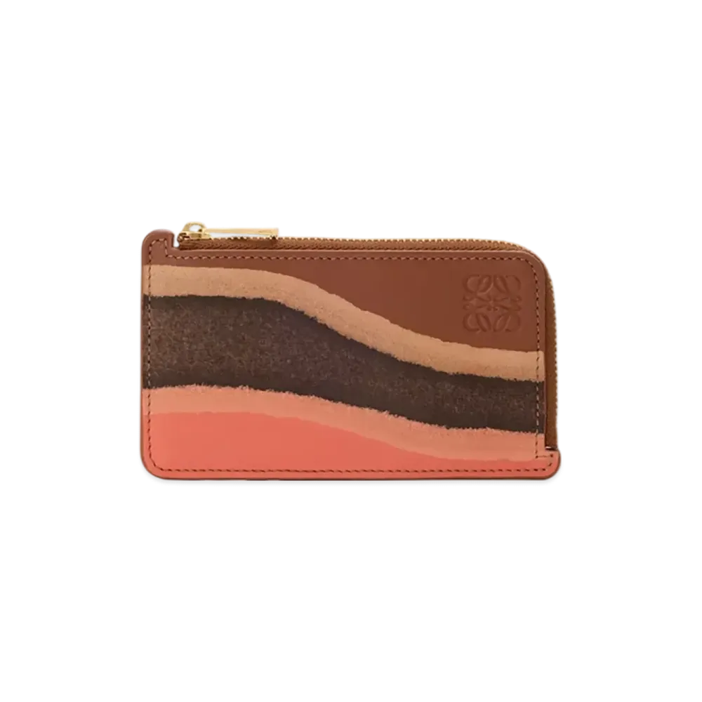 LOEWE Coin Landscape Card Holder "Pecan/Parrot Pink"