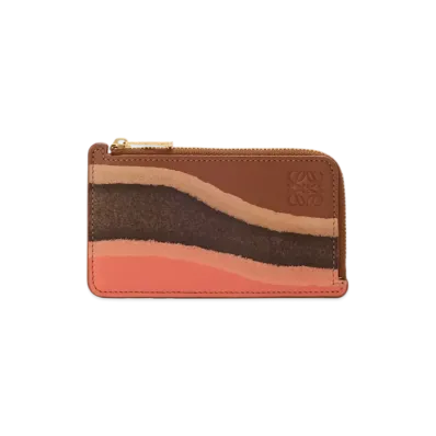 LOEWE Coin Landscape Card Holder "Pecan/Parrot Pink"