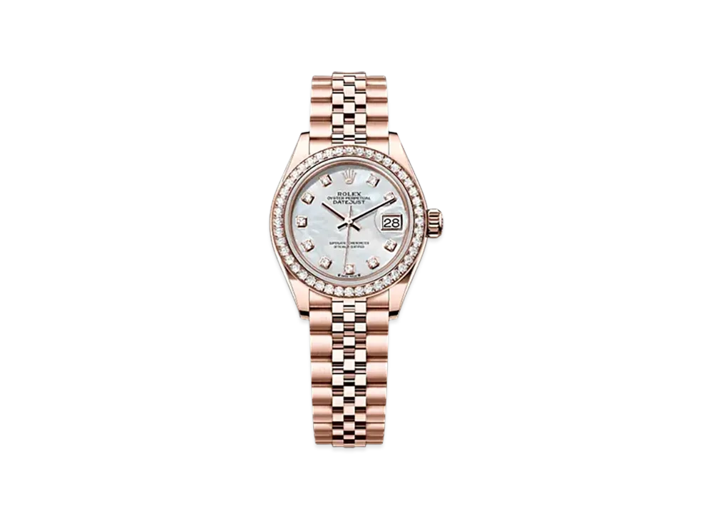 ROLEX Lady-Datejust 28mm Everose Gold Diamond 279135RBR "White Mother-of-Pearl"