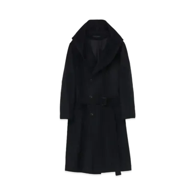 Yohji Yamamoto Pour Homme REGULATION W/CASHMERE BEAVER 4BUTTON SINGLE HOODED COAT "Navy"