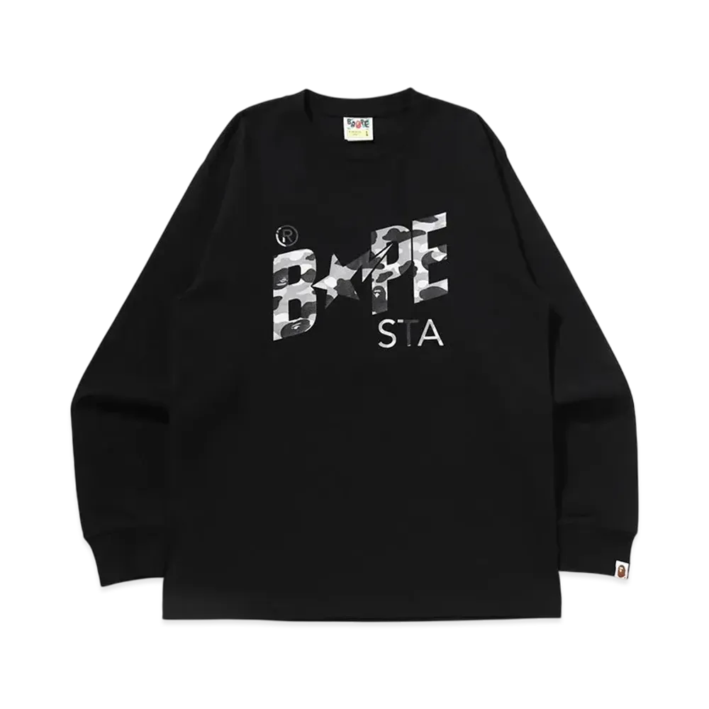 A BATHING APE 1St Camo Bape Sta Ls Tee "Black/Gray"