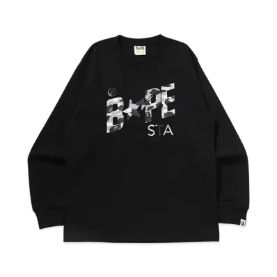 A BATHING APE 1St Camo Bape Sta Ls Tee "Black/Gray"