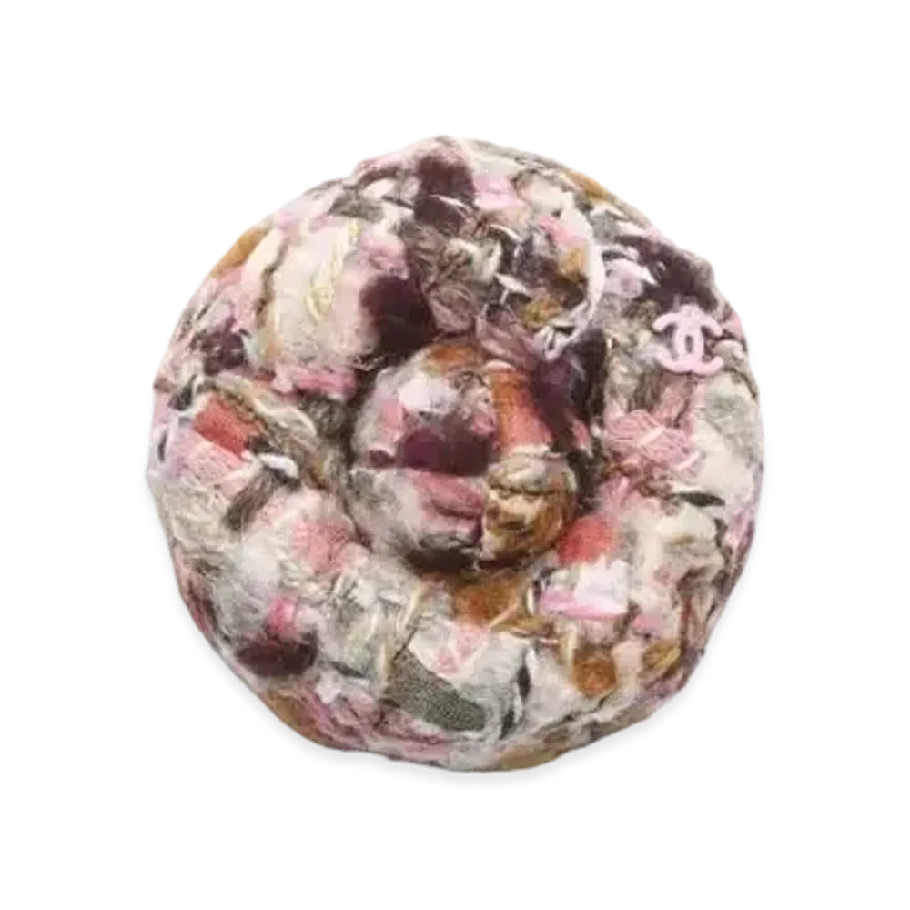 CHANEL Camellia Cotton & Wool Tweed "Burgundy/Pink/Beige/Grey"