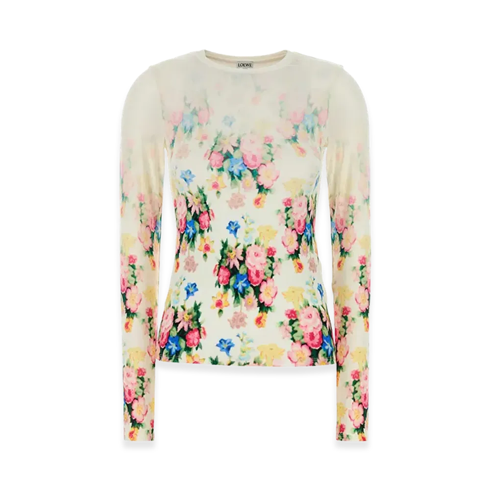 LOEWE Women's Printed Stretch Modal Top "White/Multicolor"
