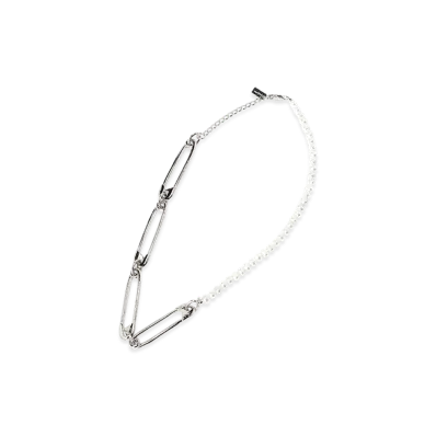 Yohji Yamamoto Pearl/Brass B Pearl Pin Choker "Silver"
