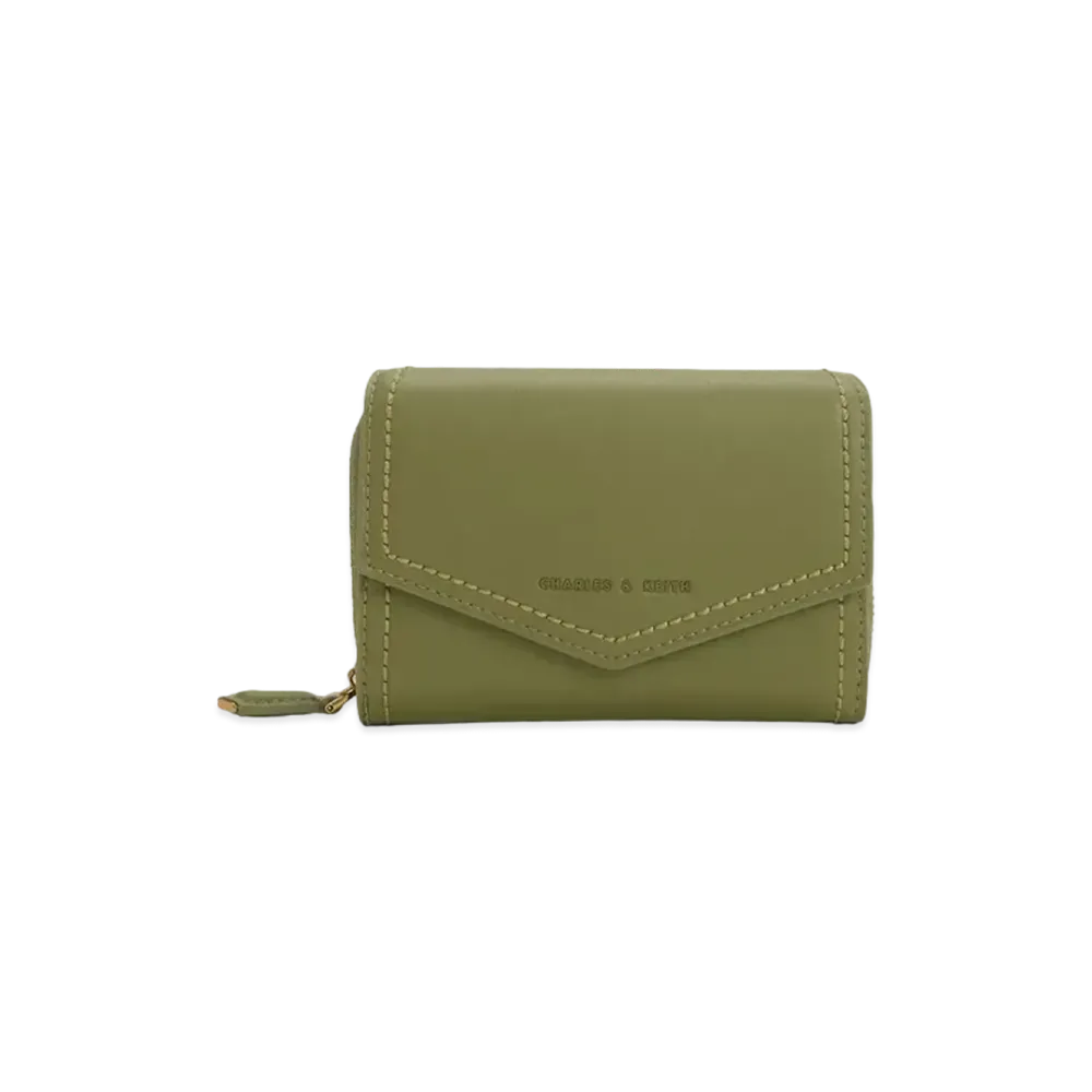 CHARLES & KEITH Stitched Trim Envelope Wallet "Olive"