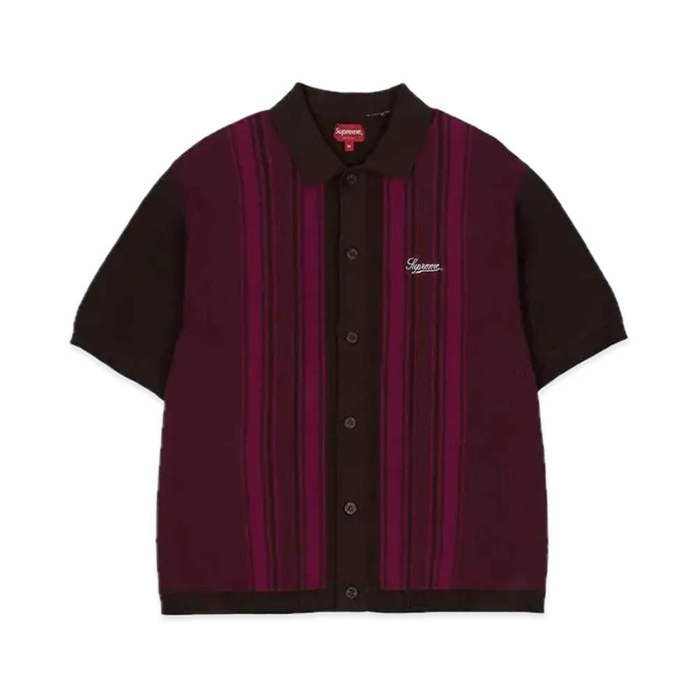 Supreme Stripe Button Up Polo "Brown"