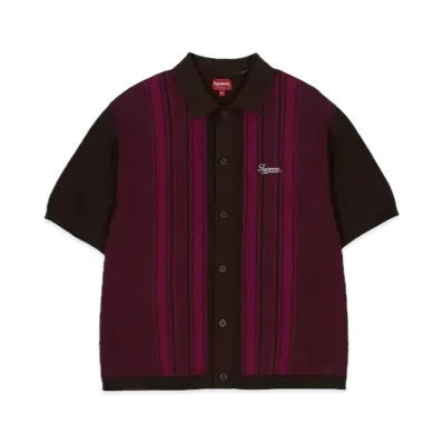 Supreme Stripe Button Up Polo "Brown"