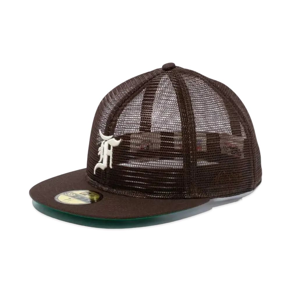 NEW ERA x FEAR OF GOD ESSENTIALS 59Fifty Tracker F Logo Walnut Green Under Visor "Walnut"