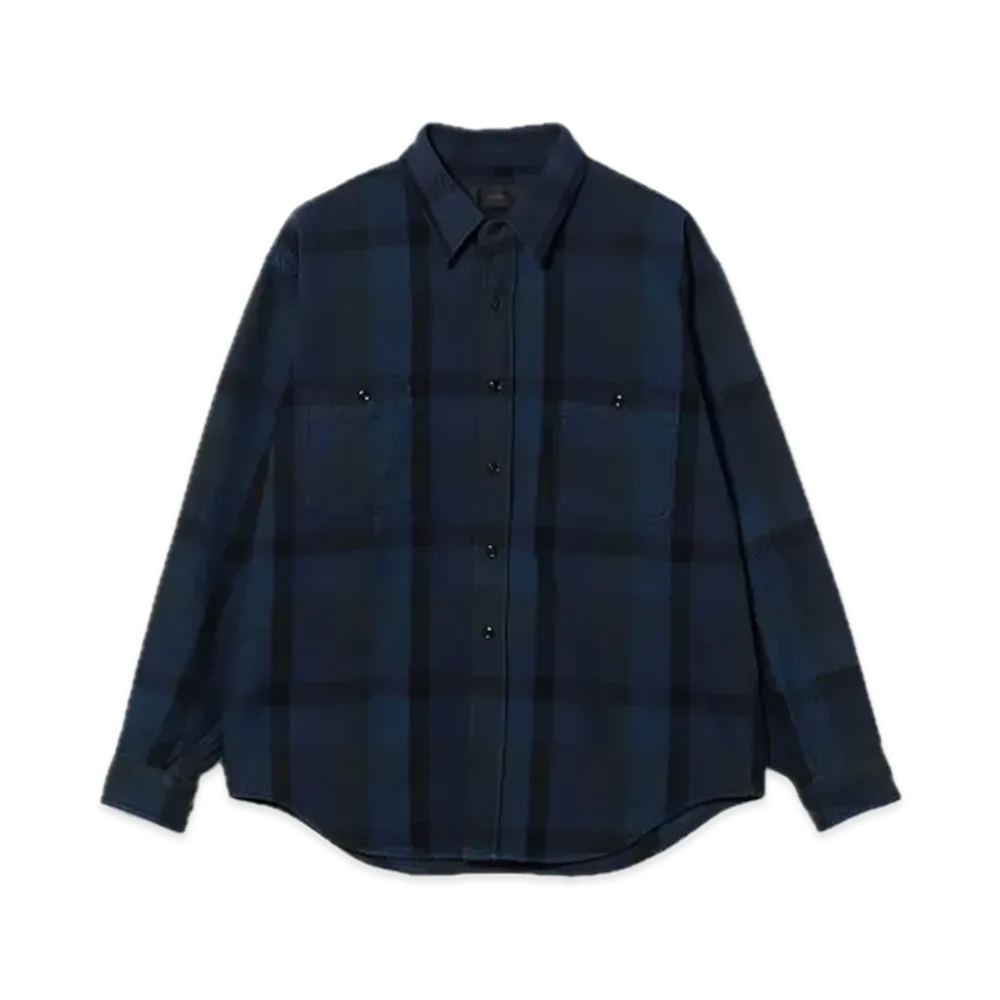 BEAMS Check Mini Regular Collar Shirt "Indigo"