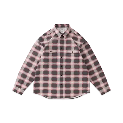visvim LUMBER KHADI CHECK L/S DMGD "Red"