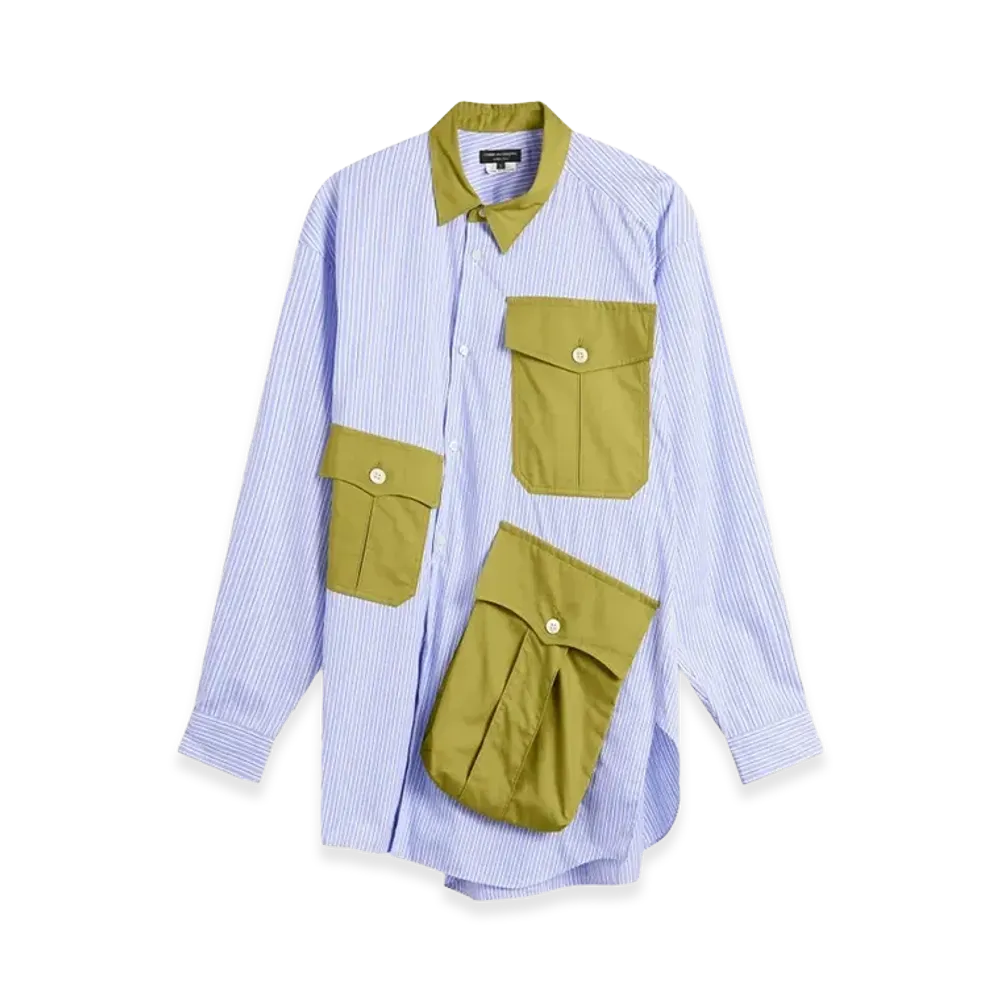 COMME des GARCONS HOMME PLUS Stripe Twist Shirt With Pocket "Blue"
