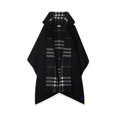 Burberry Women's Reversible Check Cashmere Cape "Black/Calico"