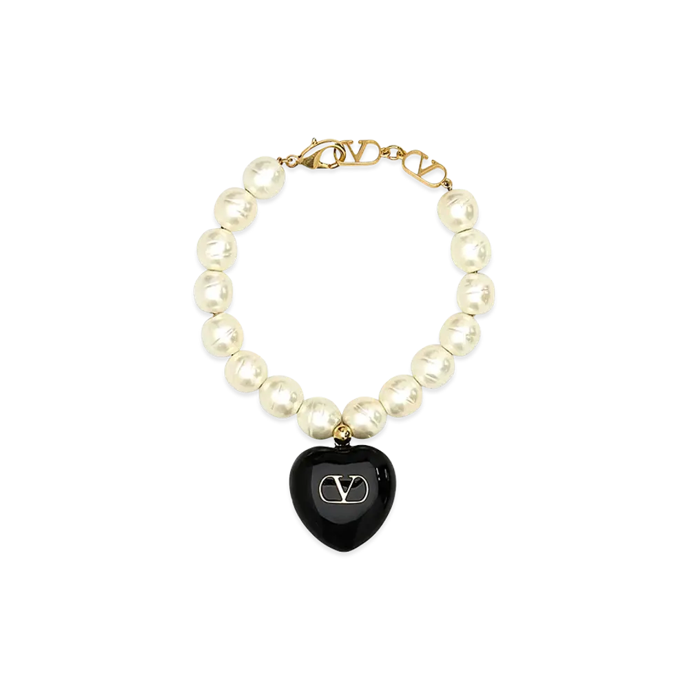 Valentino Women's Pearls Coeur Royal Bracelet "Ivory/White"