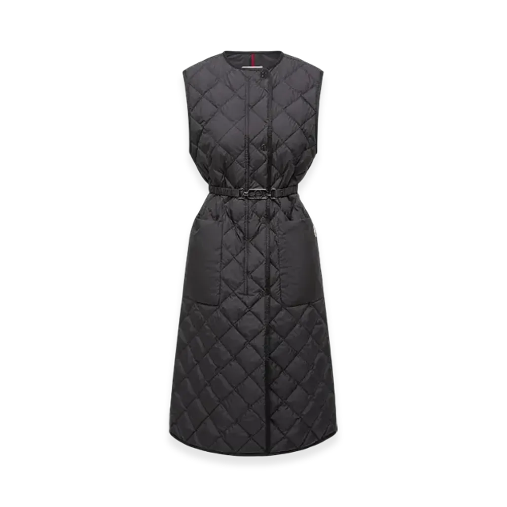 MONCLER Butor Diamond-Quilted Long Down Gilet "Black"