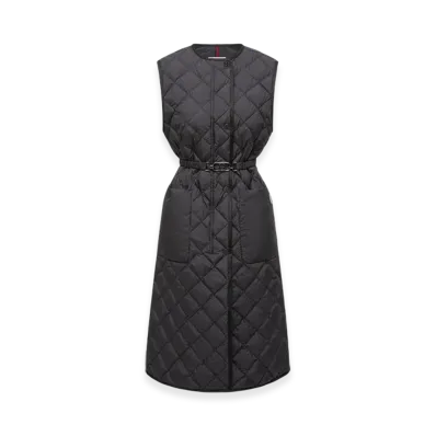 MONCLER Butor Diamond-Quilted Long Down Gilet "Black"