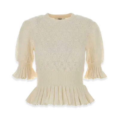 Chloe Women's Wool And Viscose Sweater "White"