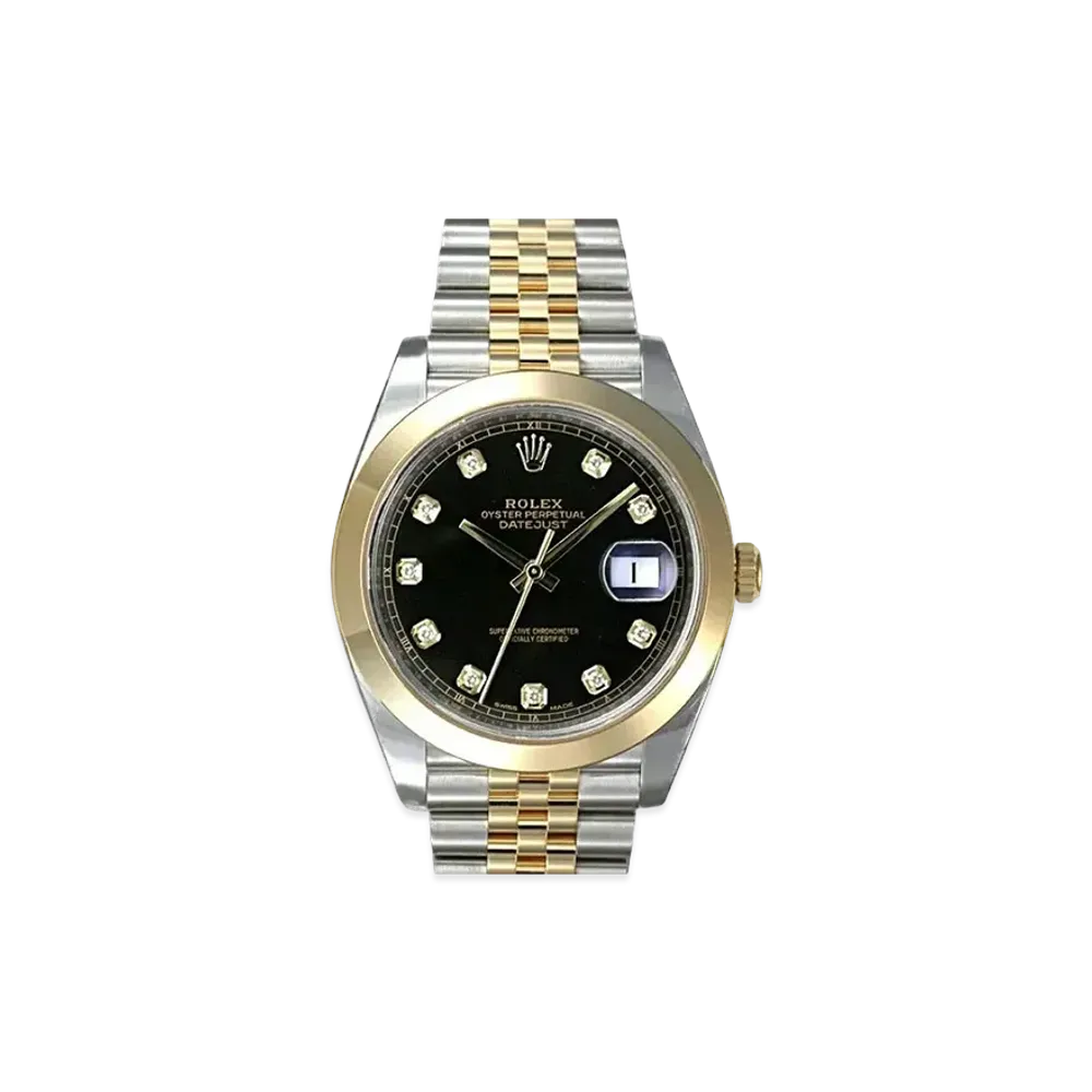 ROLEX Datejust 41 Oyster 41mm 10P Diamonds "Bright Black/Oyster Steel/Yellow Gold"
