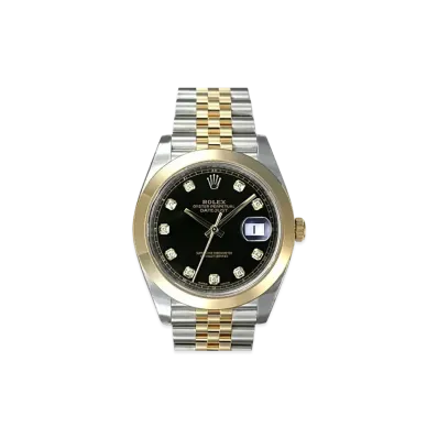 ROLEX Datejust 41 Oyster 41mm 10P Diamonds "Bright Black/Oyster Steel/Yellow Gold"