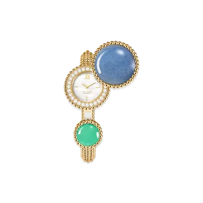 Van Cleef & Arpels Perlee Toi & Moi secret watch small model "18K Yellow gold/Quartz/Chrysoprase/Diamond/Mother-of-pearl"