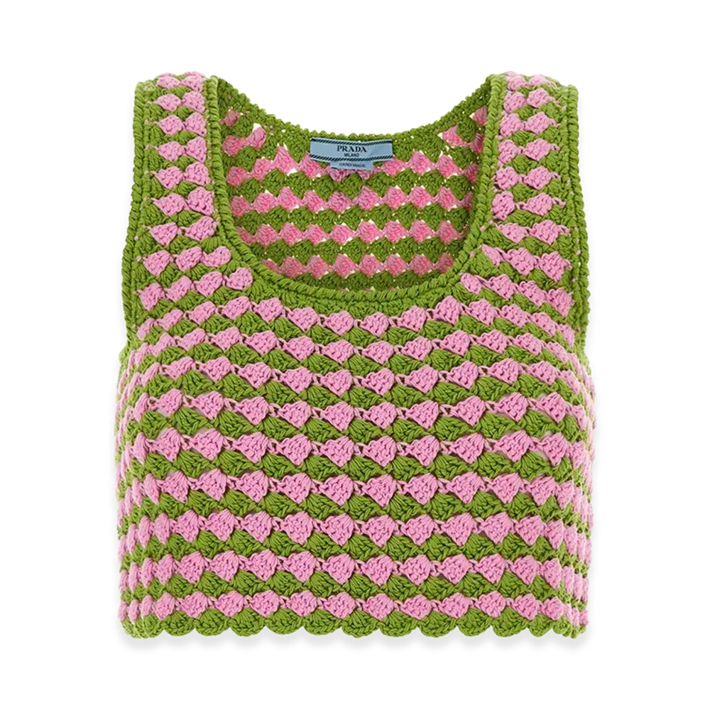 PRADA Women's Tow-Tone Crochet Crop Top "Multicoloured"