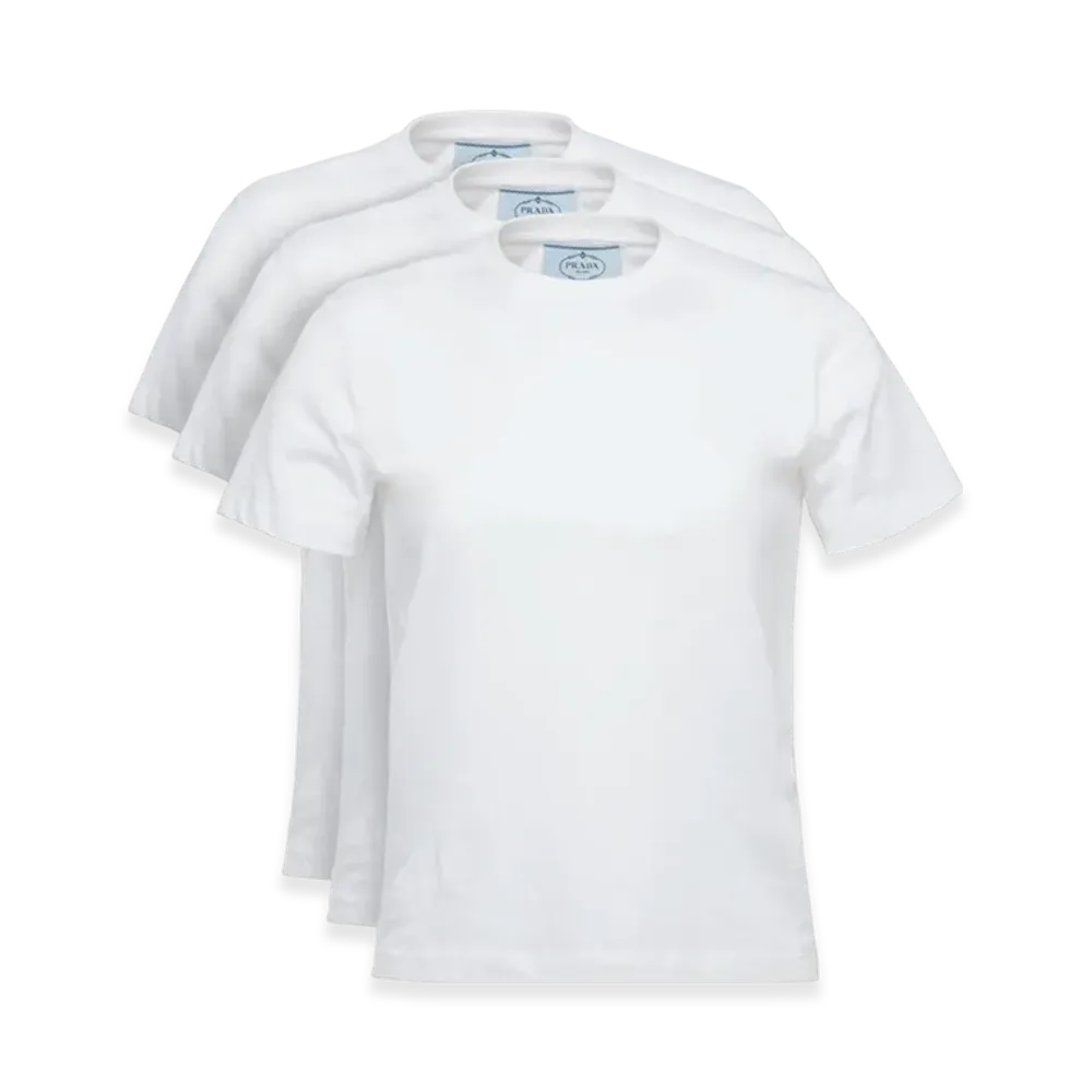 PRADA Women's Cotton Jersey T-Shirt Set (3 Pack) "White"
