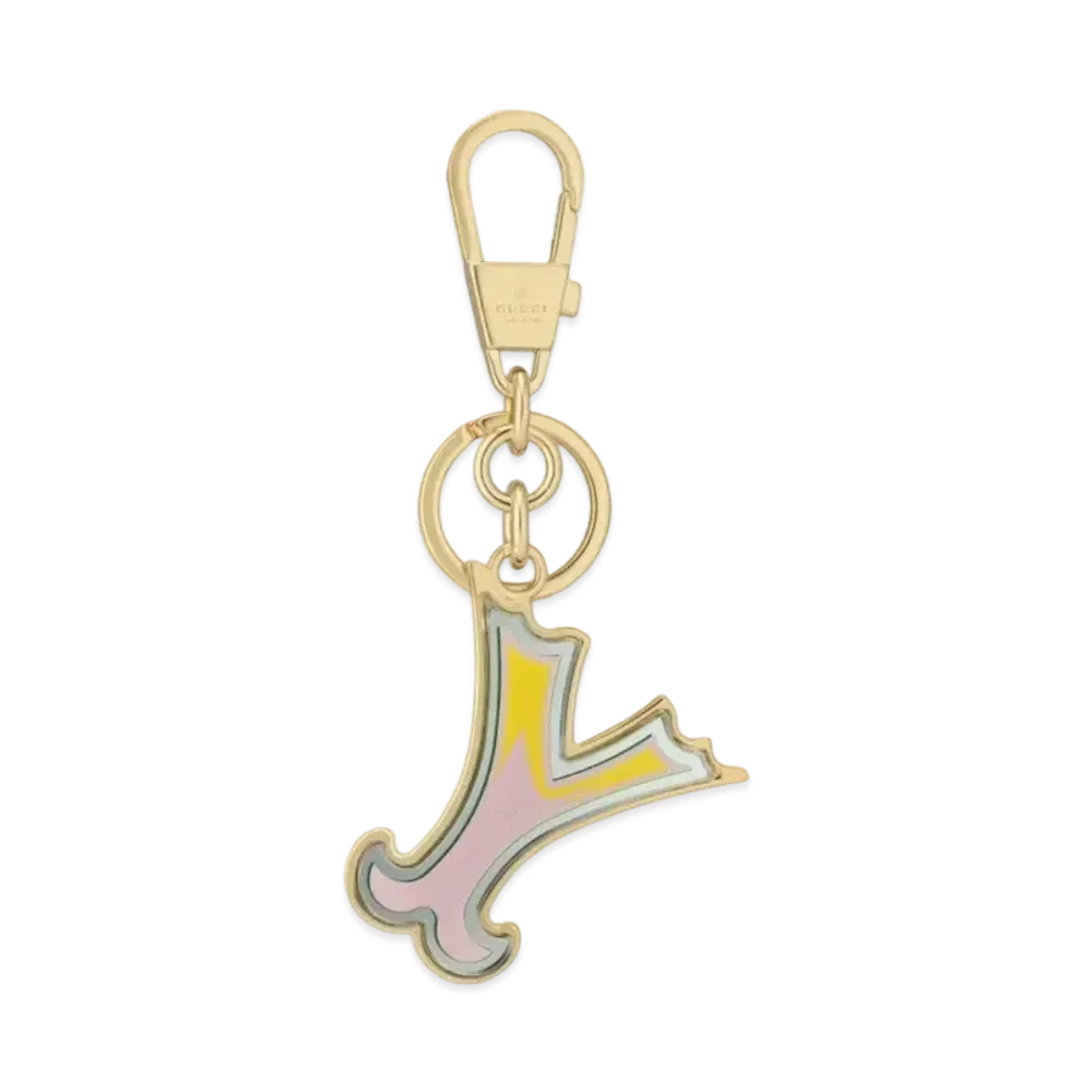 GUCCI Letter Y Plexiglas Keychain "Yellow Pink"