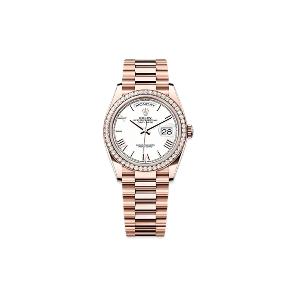 ROLEX Day-Date 36mm Everose Gold Diamond 128345RBR "White"