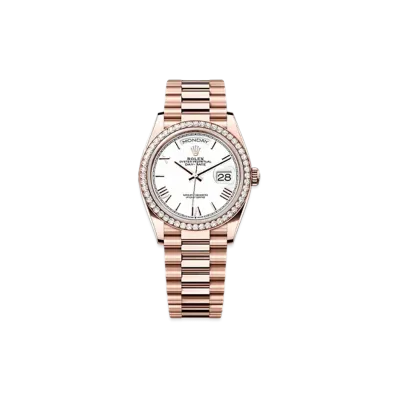 ROLEX Day-Date 36mm Everose Gold Diamond 128345RBR "White"