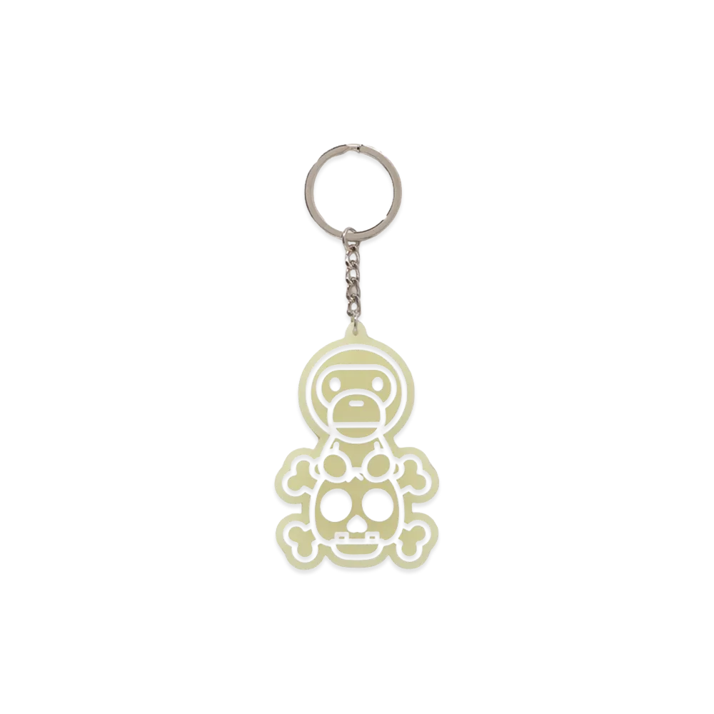 A BATHING APE Kids Baby Milo Skull Glow In The Dark Keychain "Yellow"