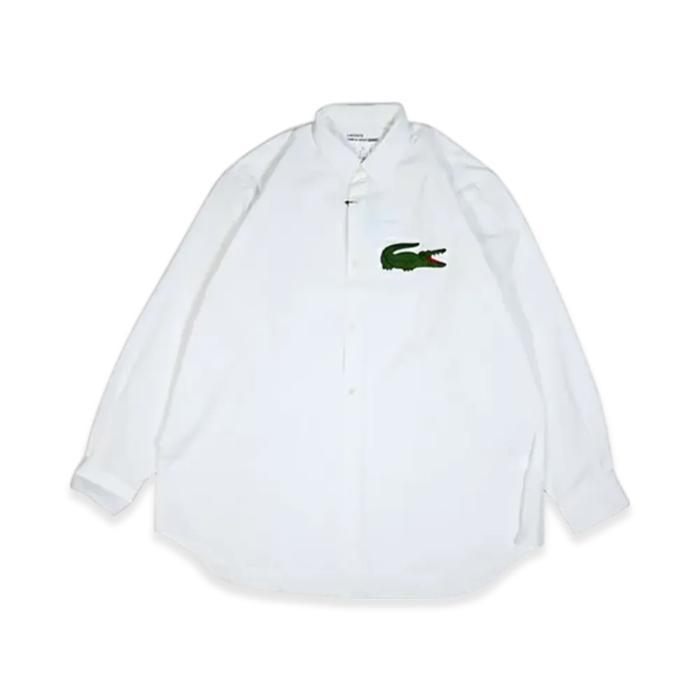 COMME des GARCONS SHIRT x LACOSTE Cotton Poplin Plain Shirt With Big Embroidery "White"