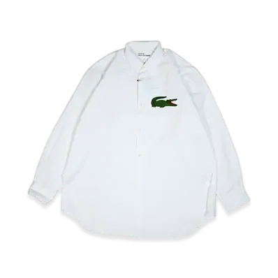 COMME des GARCONS SHIRT x LACOSTE Cotton Poplin Plain Shirt With Big Embroidery "White"
