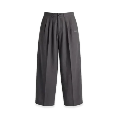 FEELS. Linen Two-Tucked Slacks "Gray"
