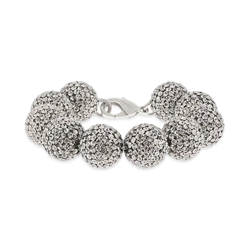 BALENCIAGA Quantum Bracelet in Acrylic, Brass and Stainless Steel with Rhinestones "Silver/Gray"