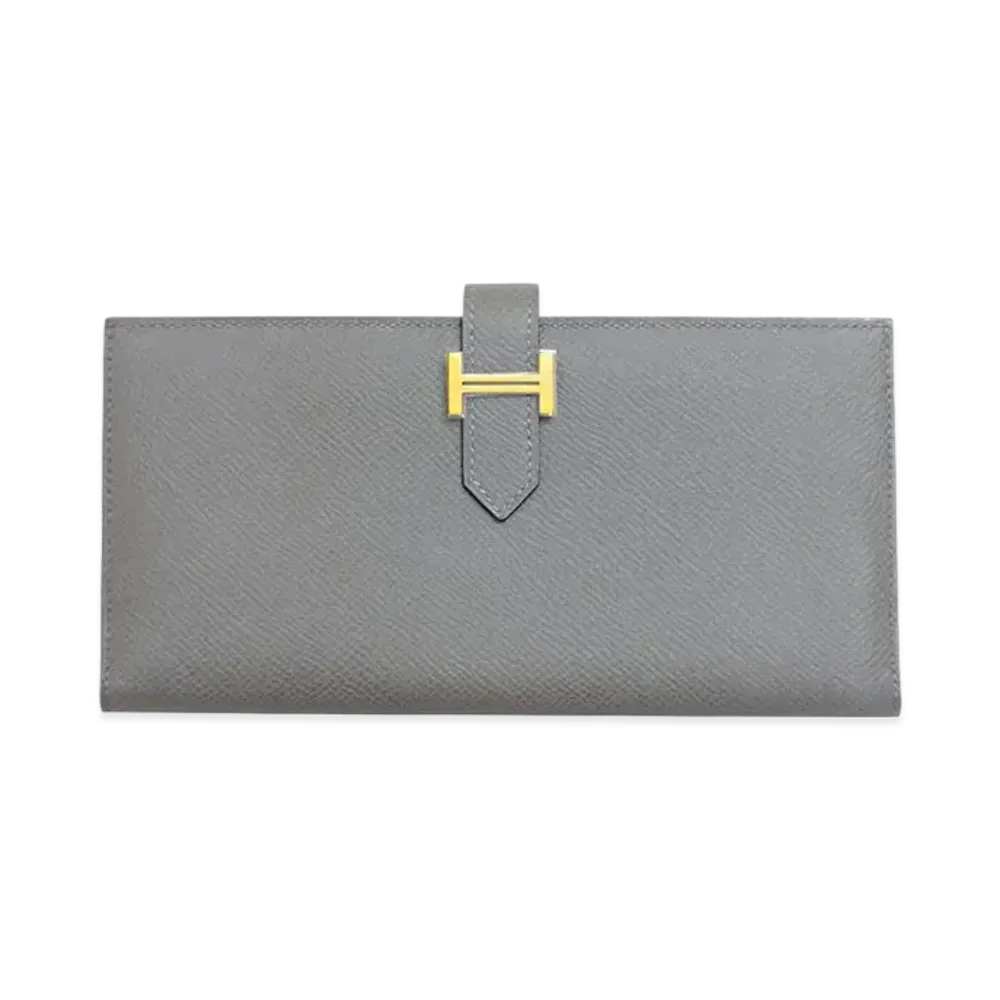 Hermes Bearn Soufflet Veau Epsom "Gris Meyer/Gold"