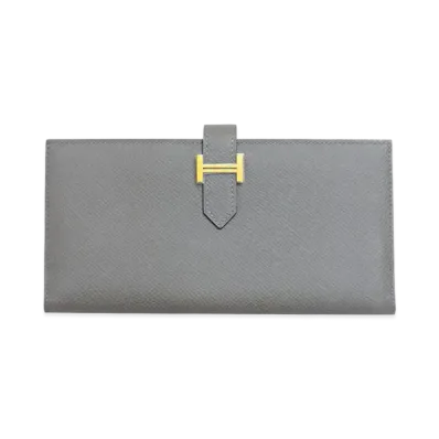 Hermes Bearn Soufflet Veau Epsom "Gris Meyer/Gold"